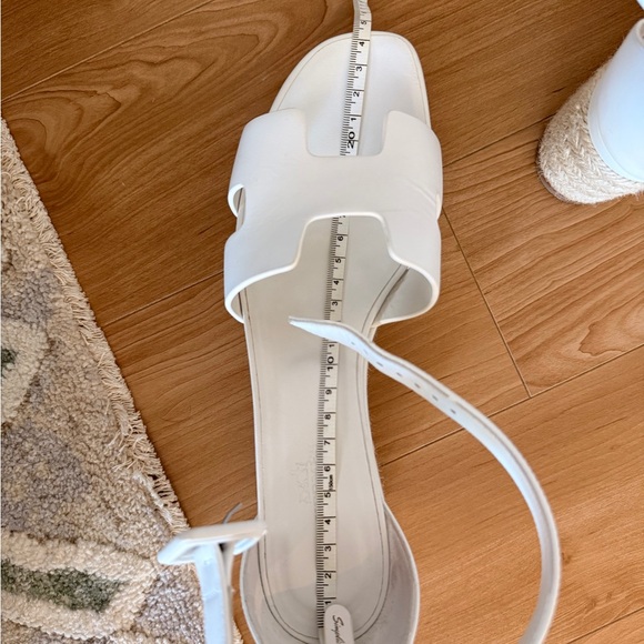 Hermes White Leather Platform Sandals - Picture 8 of 11